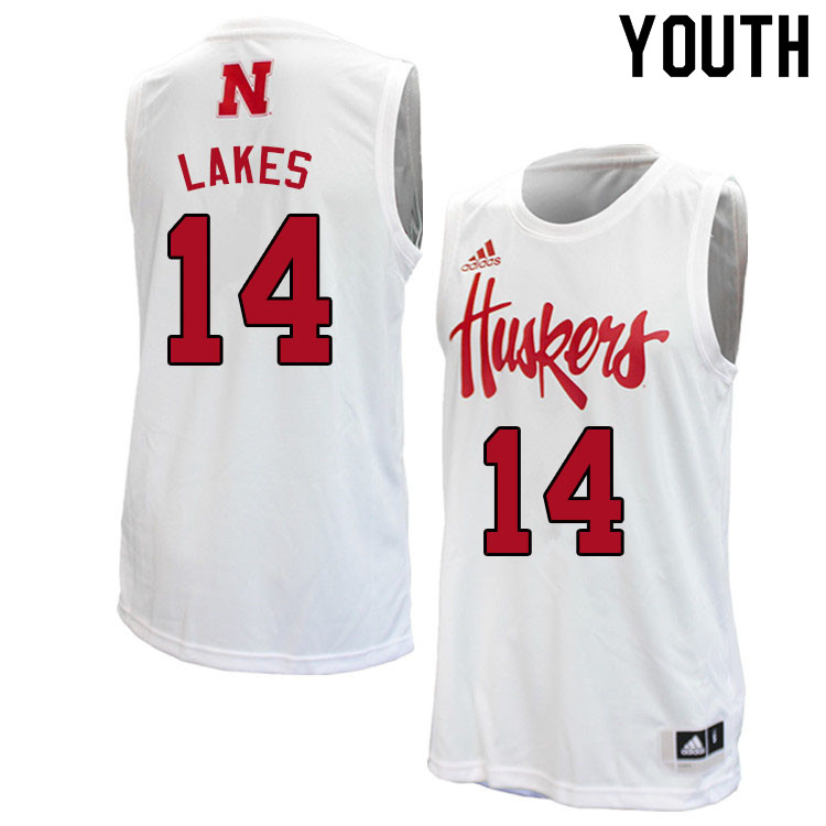 Youth #14 Trevor Lakes Nebraska Cornhuskers College Basketball Jerseys Sale-White